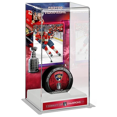 Carter Verhaeghe Florida Panthers  2024 Stanley Cup Champions Logo Deluxe Tall Hockey Puck Case
