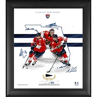 Florida Panthers Collage de fondations de franchise encadré 15" x 17" avec une rondelle d'occasion de jeu - Édition limitée à 954
