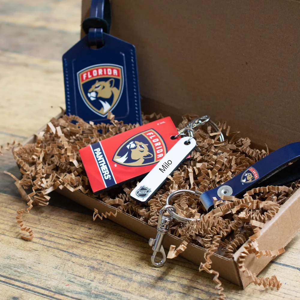 Panthers de la Floride - Coffret cadeau trois pièces en cuir avec étiquette personnalisée