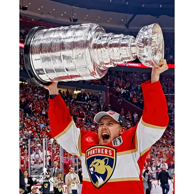 Gustav Forsling Florida Panthers Unsigned 2024 Stanley Cup Champions Raising Photograph