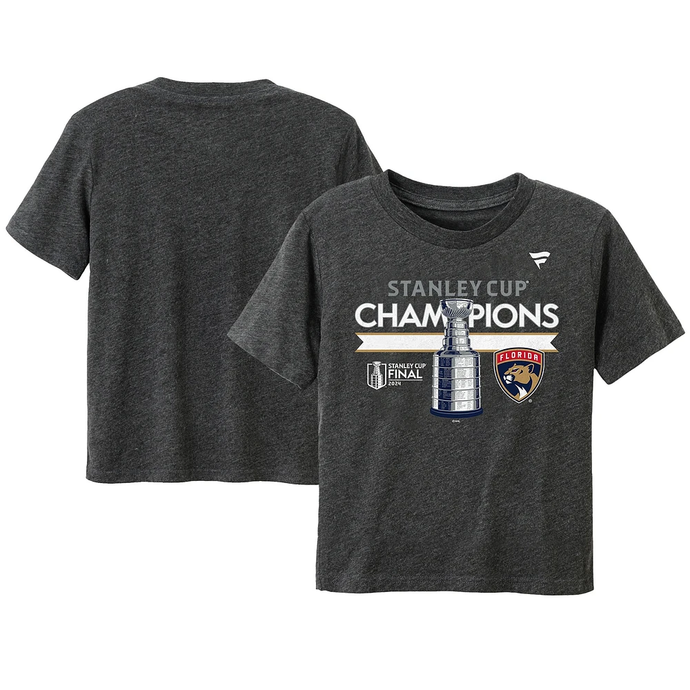 T-shirt pour vestiaire des champions de la Coupe Stanley 2024 Panthers Floride Heather Charcoal Infant Fanatics