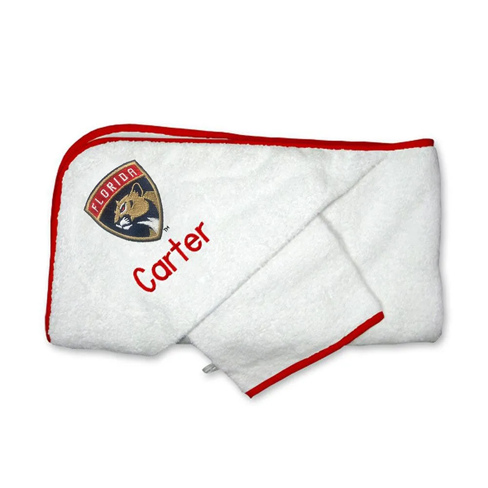 Lids Florida Panthers Infant Personalized Hooded Towel & Mitt Set - White