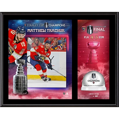 Matthew Tkachuk Florida Panthers Plaque sublimée 12'' x 15'' avec glace utilisée par le match de la finale de la Coupe Stanley 2024 - Édition limitée à 300 exemplaires