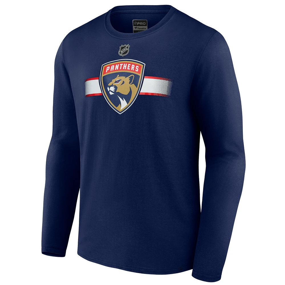 T-shirt à manches longues pour homme Fanatics bleu marine Florida Panthers