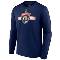 T-shirt à manches longues pour homme Fanatics bleu marine Florida Panthers