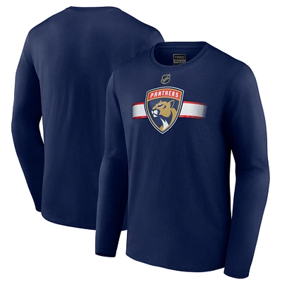 T-shirt à manches longues pour homme Fanatics bleu marine Florida Panthers