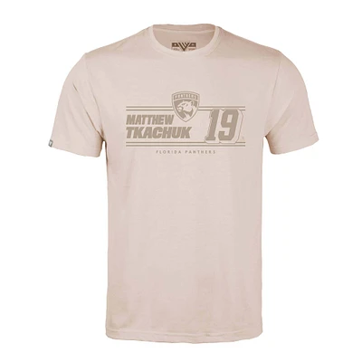 T-shirt kaki pour homme Levelwear Matthew Tkachuk Florida Panthers Richmond Mileage avec nom et numéro