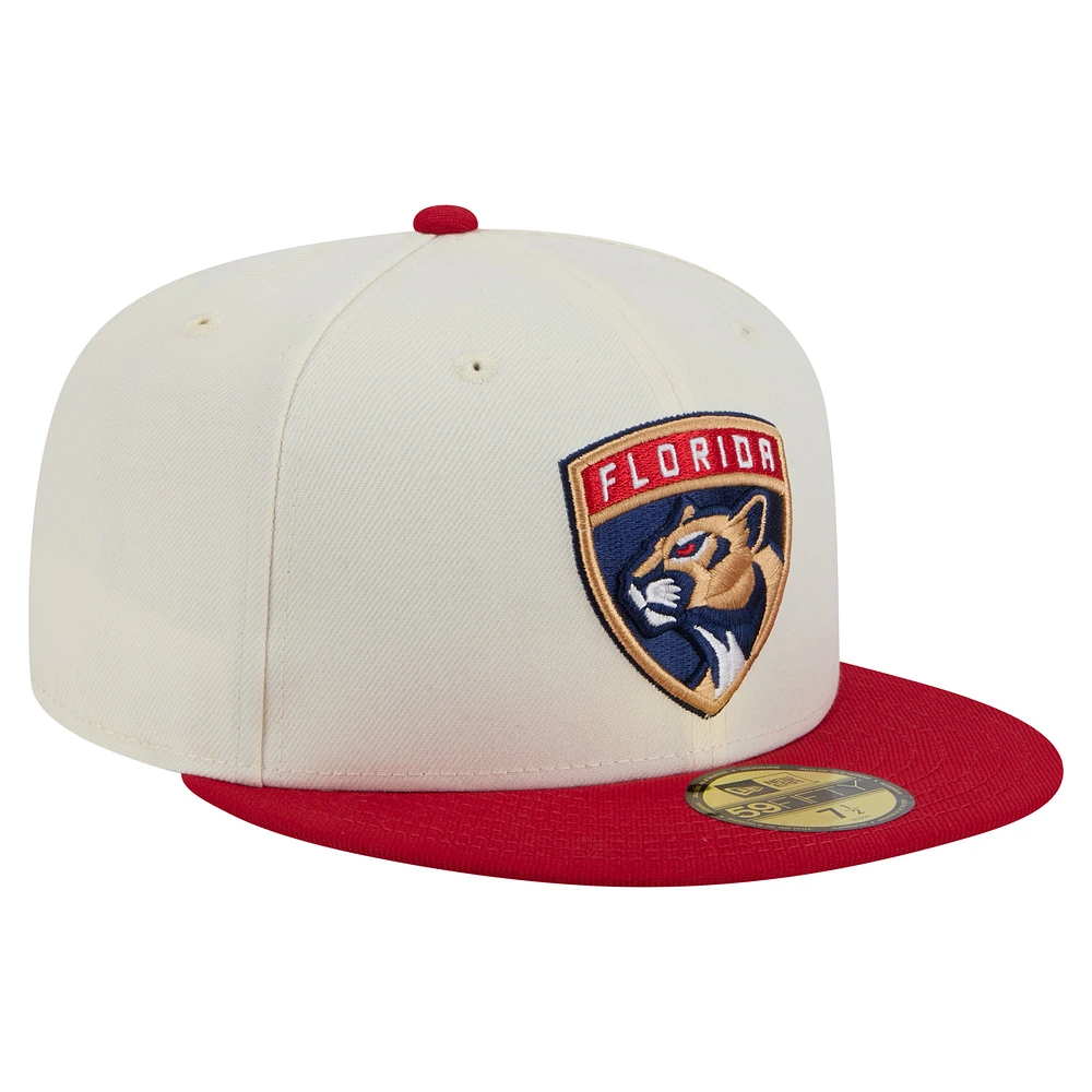 Men's New Era  White Florida Panthers Chrome Two-Toned 59FIFTY Fitted Hat