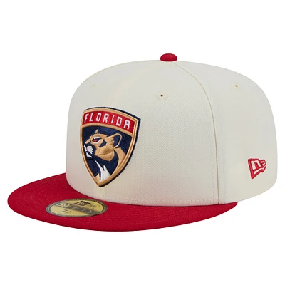 Men's New Era  White Florida Panthers Chrome Two-Toned 59FIFTY Fitted Hat