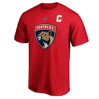 Men's Aleksander Barkov Red Florida Panthers Team Authentic Stack Name & Number T-Shirt