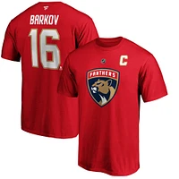 Men's Aleksander Barkov Red Florida Panthers Team Authentic Stack Name & Number T-Shirt