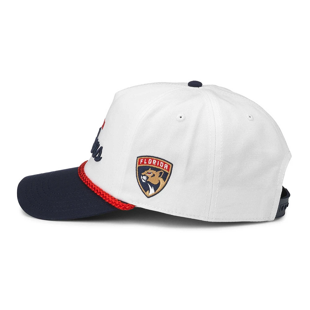 Casquette réglable en sergé lavé Roscoe des Panthers de la Floride, blanc/bleu marine, American Needle pour hommes