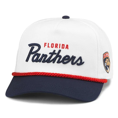 Casquette réglable en sergé lavé Roscoe des Panthers de la Floride, blanc/bleu marine, American Needle pour hommes