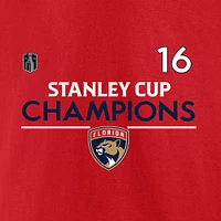 Men's Fanatics Aleksander Barkov Red Florida Panthers 2024 Stanley Cup Champions Authentic Pro Name & Number T-Shirt