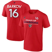 Men's Fanatics Aleksander Barkov Red Florida Panthers 2024 Stanley Cup Champions Authentic Pro Name & Number T-Shirt