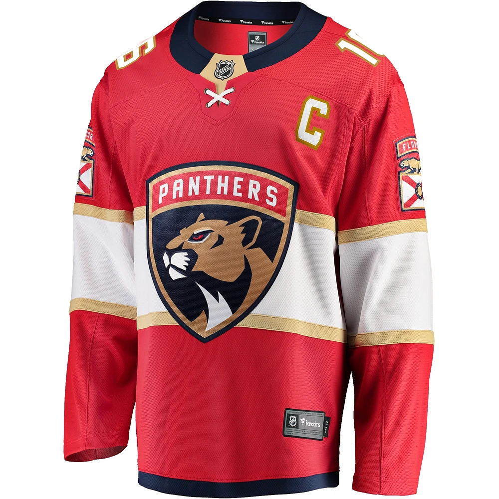 Fanatics pour hommes Aleksander Barkov Rouge Florida Panthers Captain Patch Home Breakaway Maillot