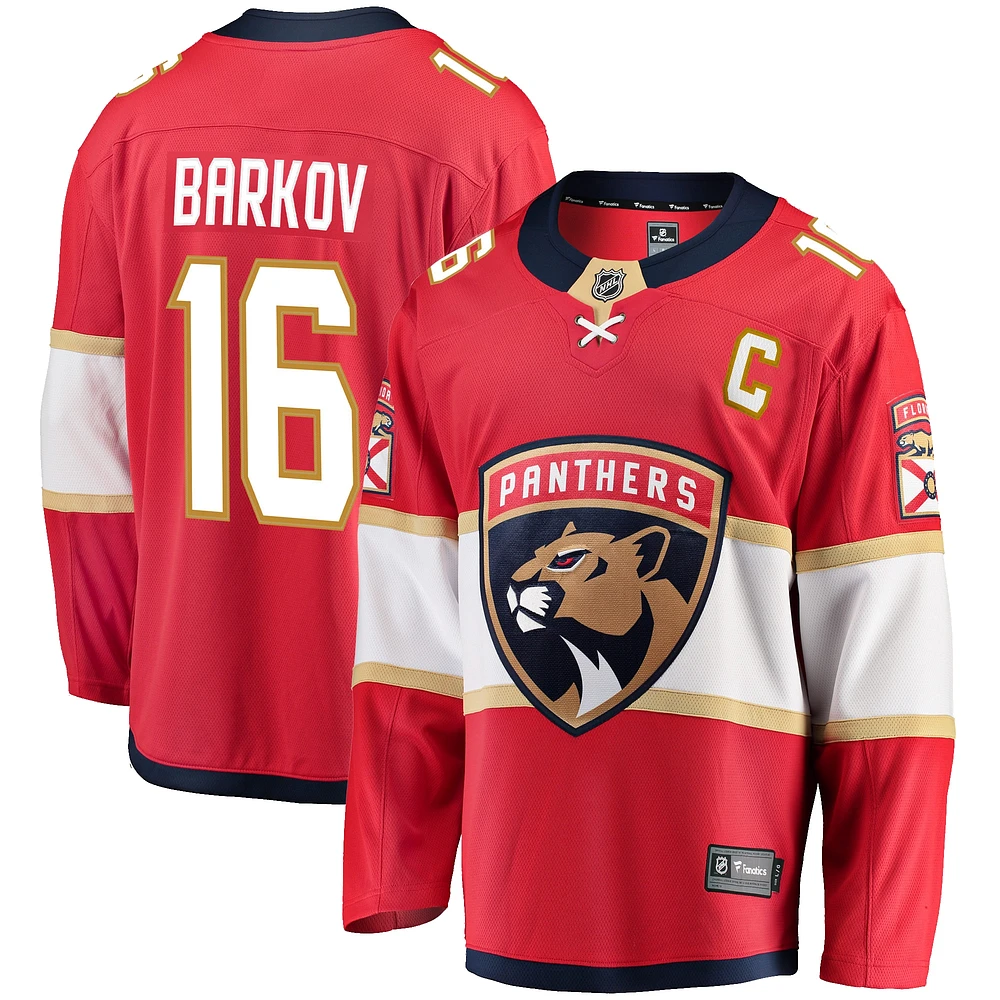 Fanatics pour hommes Aleksander Barkov Rouge Florida Panthers Captain Patch Home Breakaway Maillot