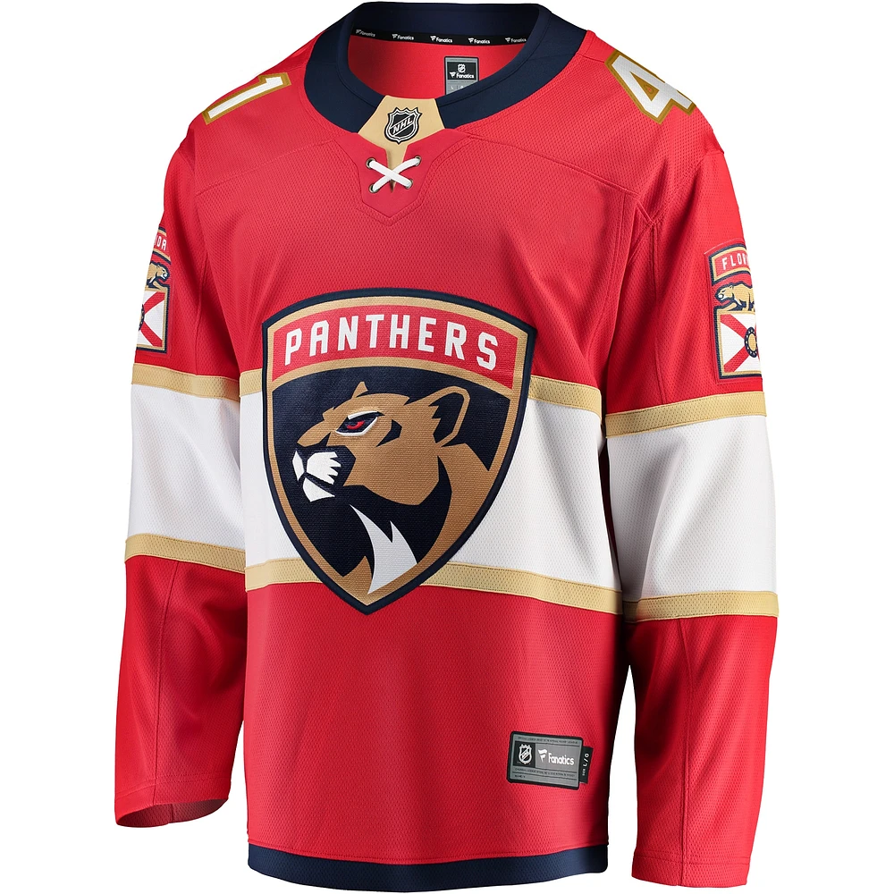 Fanatics Anthony Stolarz pour hommes, maillot rouge des Panthers de la Floride, d'évasion à domicile