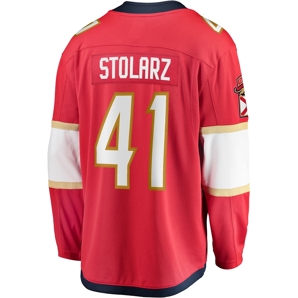 Fanatics Anthony Stolarz pour hommes, maillot rouge des Panthers de la Floride, d'évasion à domicile