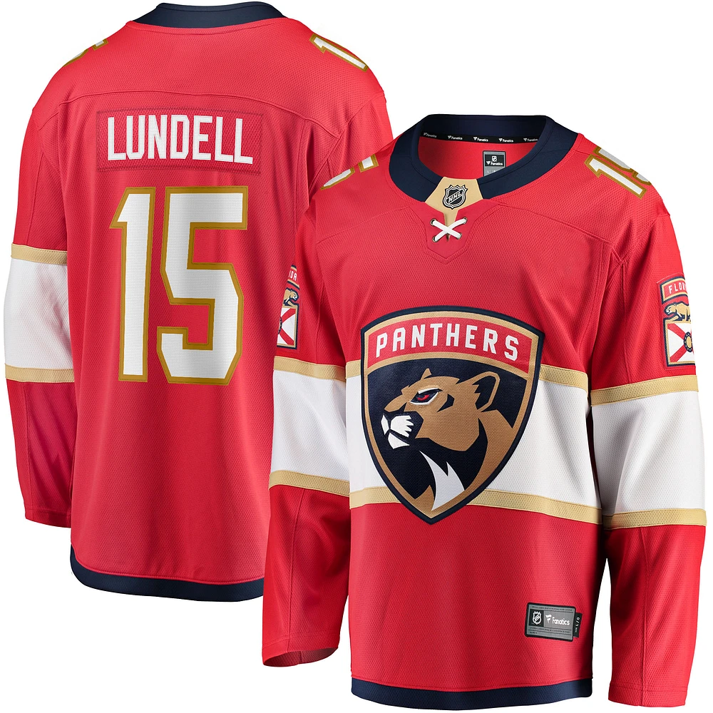 Men's Fanatics Anton Lundell Red Florida Panthers Home Breakaway Player Jersey