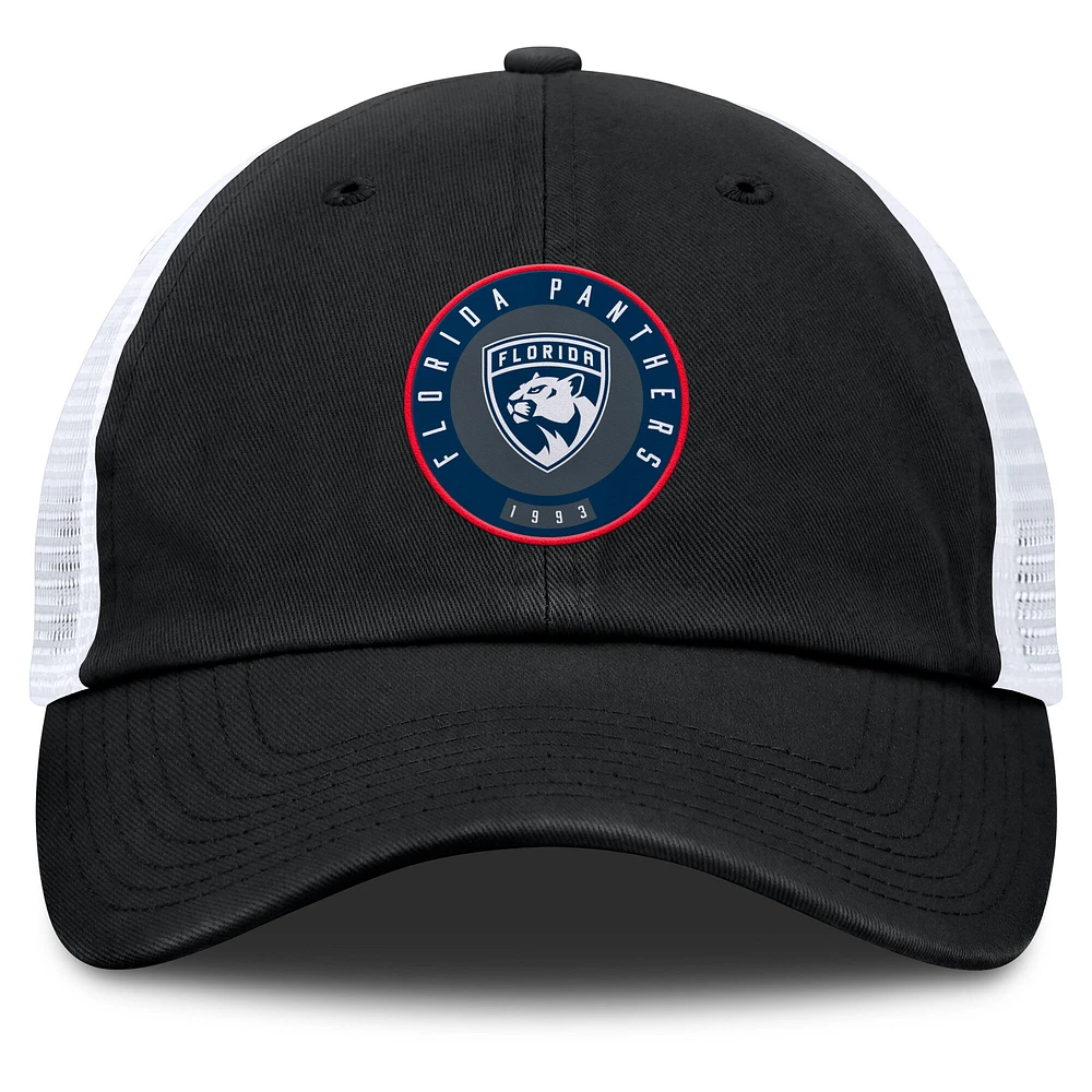 Casquette ajustable Averie Trucker noire/blanche pour hommes des Florida Panthers Fanatics