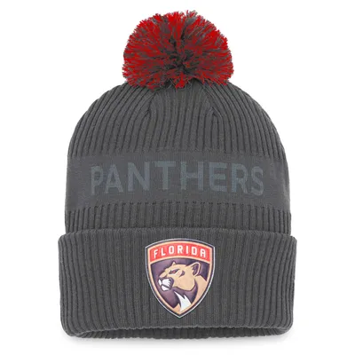 Men's NFL Pro Line by Fanatics Branded Heathered Gray/Blue Carolina Panthers 2-Tone Cuffed Knit Hat