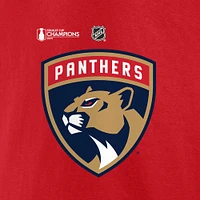 Fanatics pour hommes Carter Verhaeghe Red Florida Panthers 2024 Champions de la Coupe Stanley T-shirt authentique avec nom et numéro pile