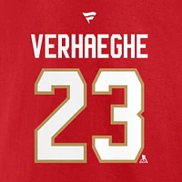 Fanatics pour hommes Carter Verhaeghe Red Florida Panthers 2024 Champions de la Coupe Stanley T-shirt authentique avec nom et numéro pile