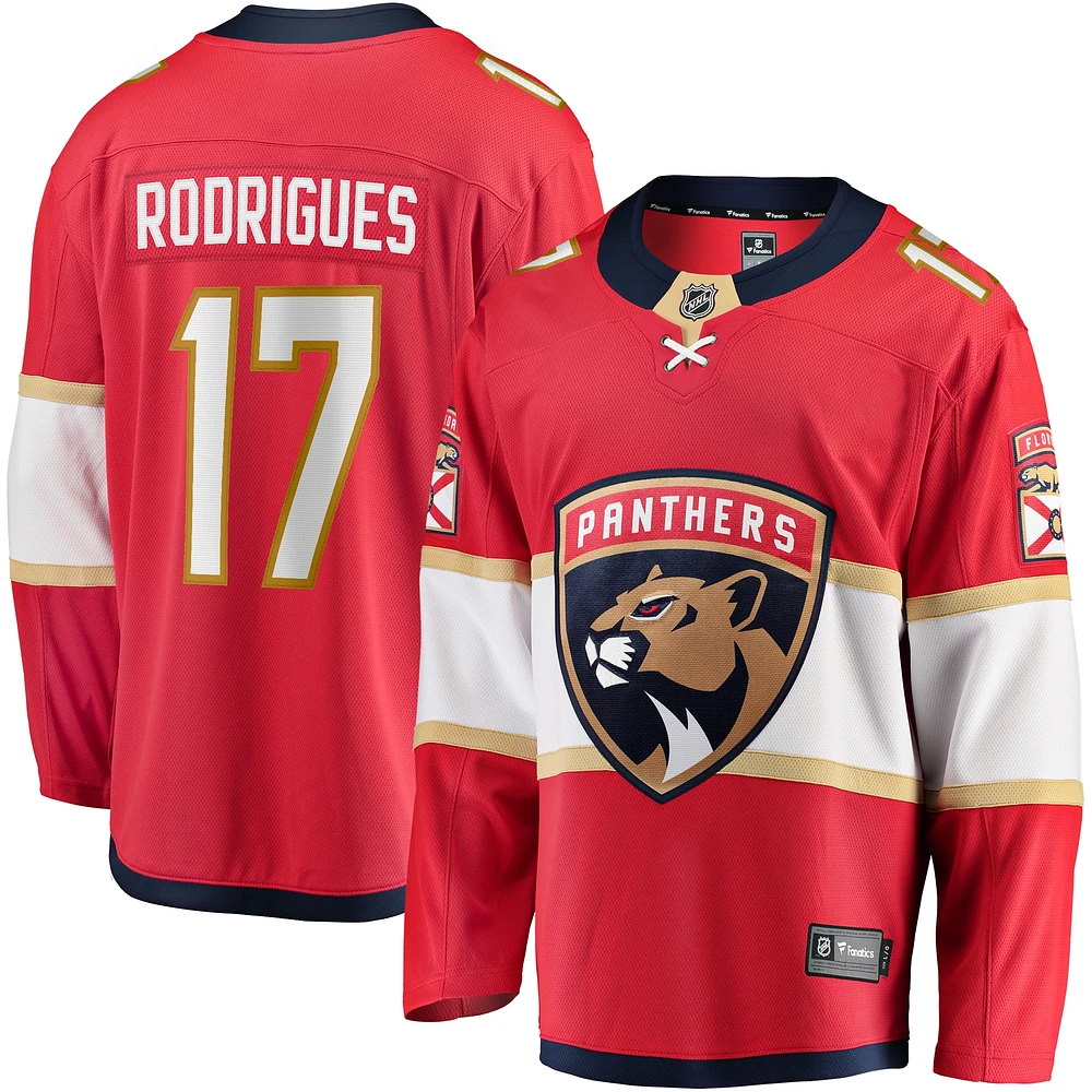 Maillot d'évasion à domicile des Fanatics Evan Rodrigues Panthers de la Floride, rouge, pour hommes