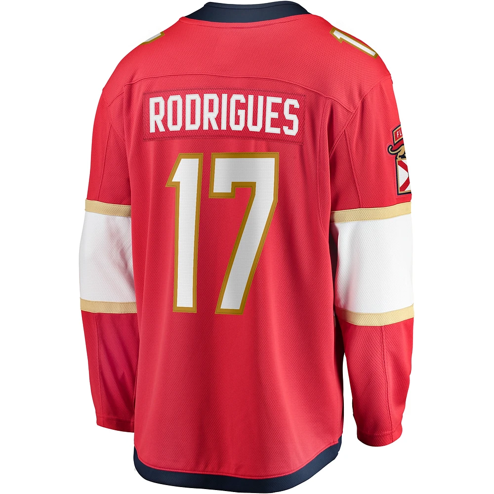 Maillot d'évasion à domicile des Fanatics Evan Rodrigues Panthers de la Floride, rouge, pour hommes