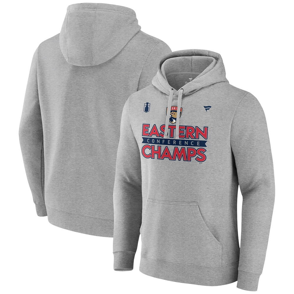 Men's Fanatics  Gray Florida Panthers 2024 Eastern Conference Champions Locker Room Pullover Hoodie