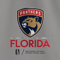 Men's Fanatics  Gray Florida Panthers 2024 Stanley Cup Final Authentic Pro Fleece Short Sleeve Pullover Hoodie