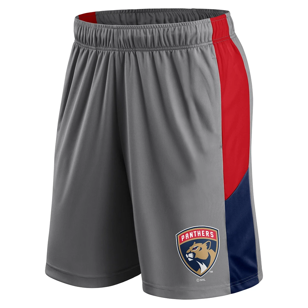 Short gris avec logo principal des Panthers de la Floride Fanatics pour hommes