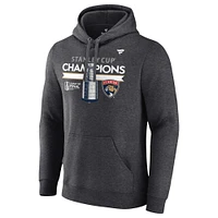 Fanatics Heather Charcoal pour hommes Florida Panthers 2024 Champions de la Coupe Stanley Vestiaire Big & Tall Pull à capuche