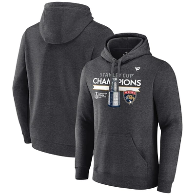 Fanatics Heather Charcoal pour hommes Florida Panthers 2024 Champions de la Coupe Stanley Vestiaire Big & Tall Pull à capuche