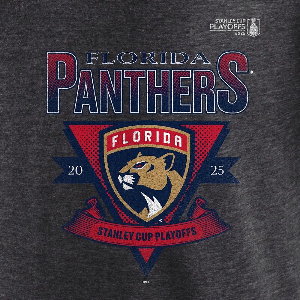 Men's Fanatics Heather Charcoal Florida Panthers 2025 Stanley Cup Playoffs Crossbar Tri-Blend T-Shirt
