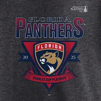 Men's Fanatics Heather Charcoal Florida Panthers 2025 Stanley Cup Playoffs Crossbar Tri-Blend T-Shirt