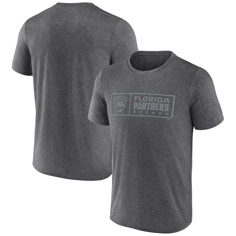 Men's Fanatics  Heather Charcoal Florida Panthers Black Ice Synthetic T-Shirt