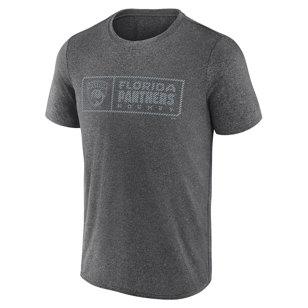 Men's Fanatics  Heather Charcoal Florida Panthers Black Ice Synthetic T-Shirt