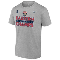 Fanatics Heather Grey pour hommes Florida Panthers 2024 Champions de la Conférence l'Est T-shirt des vestiaires grands et hauts