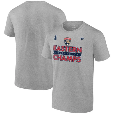 Fanatics Heather Grey pour hommes Florida Panthers 2024 Champions de la Conférence l'Est T-shirt des vestiaires grands et hauts