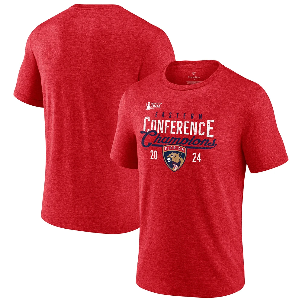 Men's Fanatics  Heather Red Florida Panthers 2024 Eastern Conference Champions Timeless Tri-Blend T-Shirt