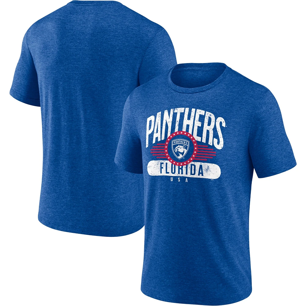 T-shirt à trois mélanges Fanatics Heathered Royal Florida Panthers Americana Stars & Stripes pour hommes