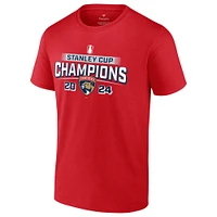 Fanatics pour hommes Matthew Tkachuk Red Florida Panthers T-shirt avec nom et numéro de puissance des champions la Coupe Stanley 2024