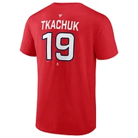 Fanatics pour hommes Matthew Tkachuk Red Florida Panthers T-shirt avec nom et numéro de puissance des champions la Coupe Stanley 2024