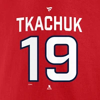 Fanatics pour hommes Matthew Tkachuk Red Florida Panthers T-shirt avec nom et numéro de puissance des champions la Coupe Stanley 2024