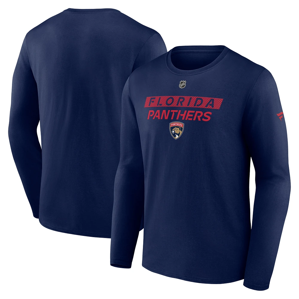 Men's Fanatics  Navy Florida Panthers Authentic Pro Core Primary Long Sleeve T-Shirt