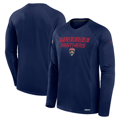 Men's Fanatics Navy Florida Panthers Authentic Pro Rink Tech Long Sleeve T-Shirt