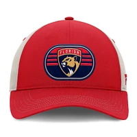 Men's  Fanatics  Red/Gray Florida Panthers 2025 Stanley Cup Playoffs Locker Room Trucker Adjustable Hat