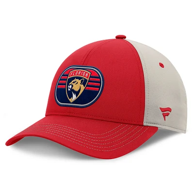 Men's  Fanatics  Red/Gray Florida Panthers 2025 Stanley Cup Playoffs Locker Room Trucker Adjustable Hat